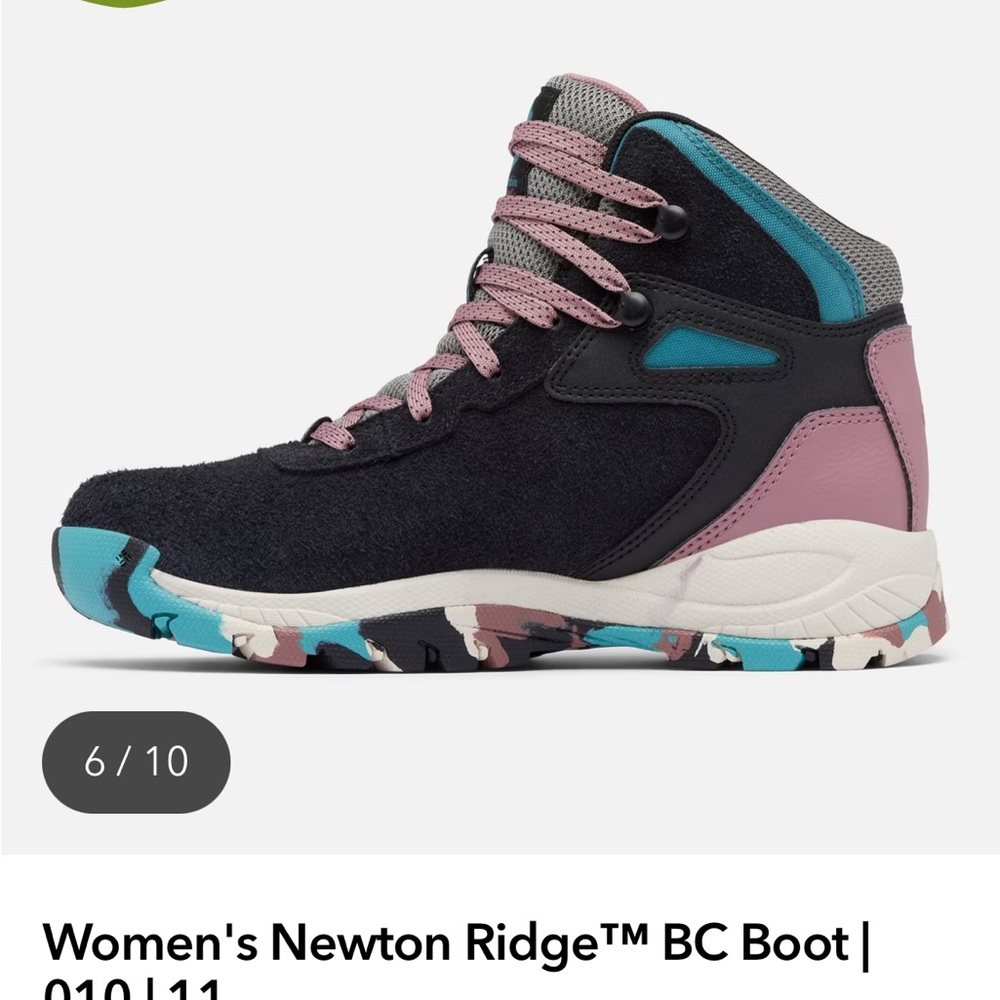Columbia Women's Lace-Up Hiking Boot in dark charcoal with Pink & Teal Accents - Picture 6 of 12